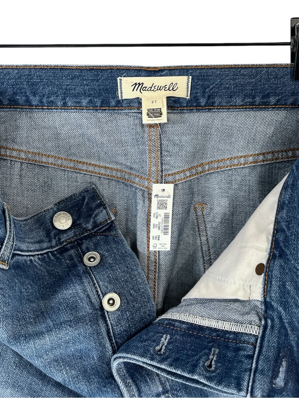 NWT Madewell Long Baggy Cuffed Jean Shorts in Mifflin Wash size 27